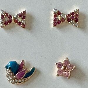 Betsy Johnson small stud earrings, set of 4.